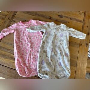 Carters baby infant girl fleece sleep sacks size 0-9 months - warm pajamas